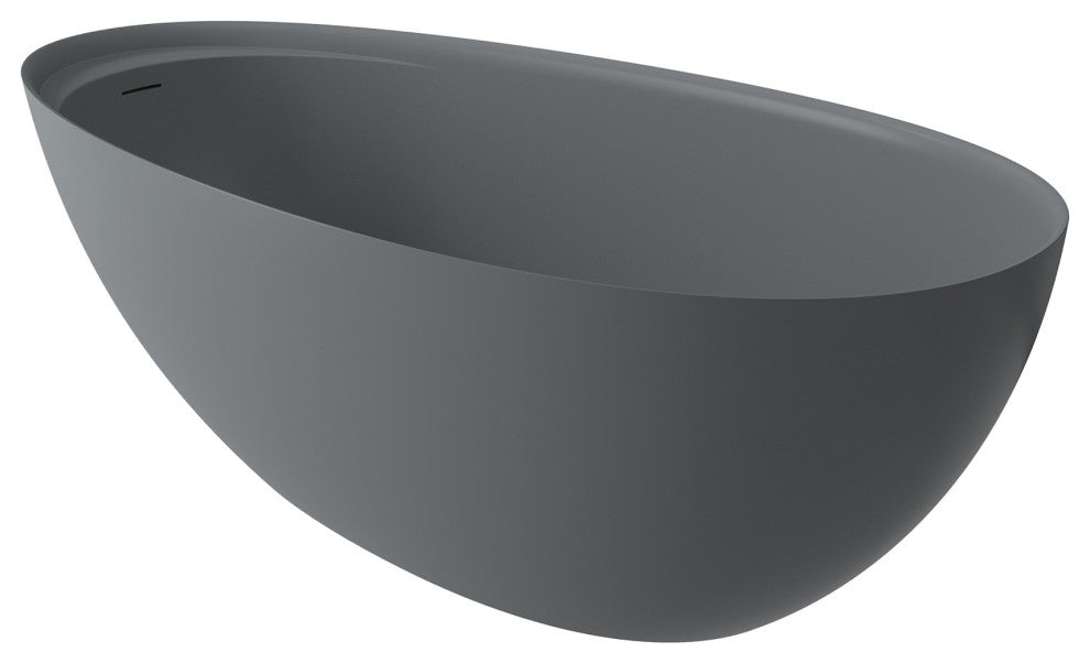 67in Solid Surface Freestanding Bathtub in Matte White, Matte Grey