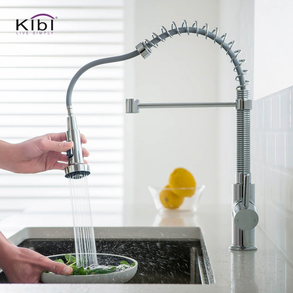 Aurora Single Handle Pull Down Kitchen Faucet, Chrome, W/O Soap Dispenser
