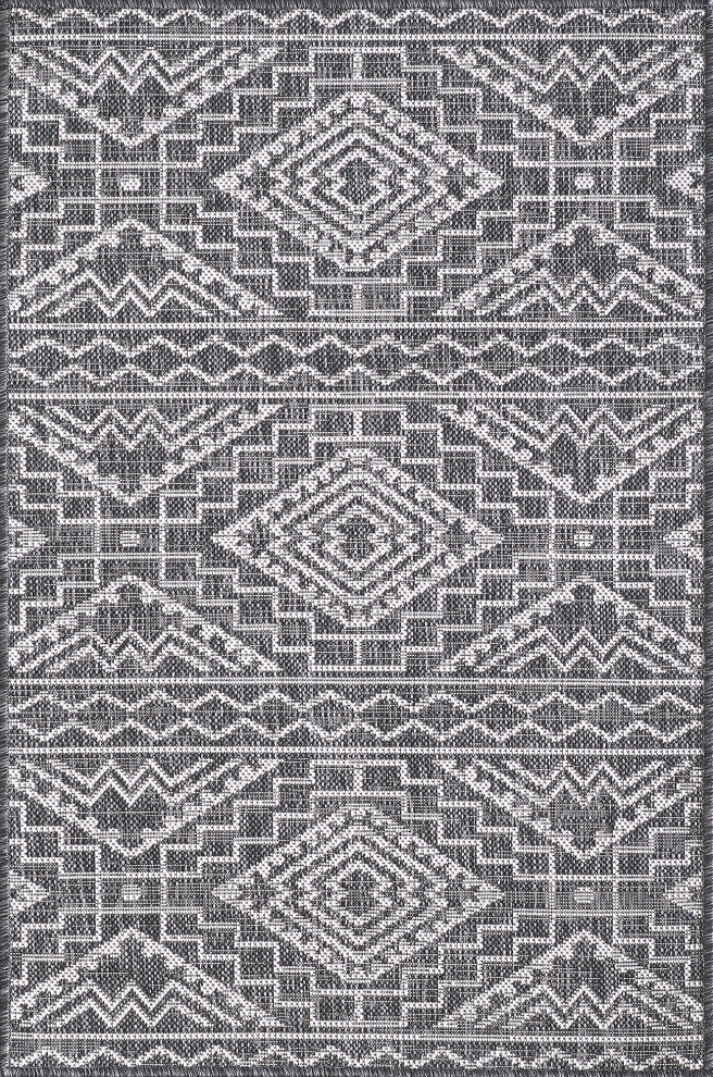 Provo Quinn Indoor/Outdoor Coastal Area Rug, Black, 7'10 X 10'10
