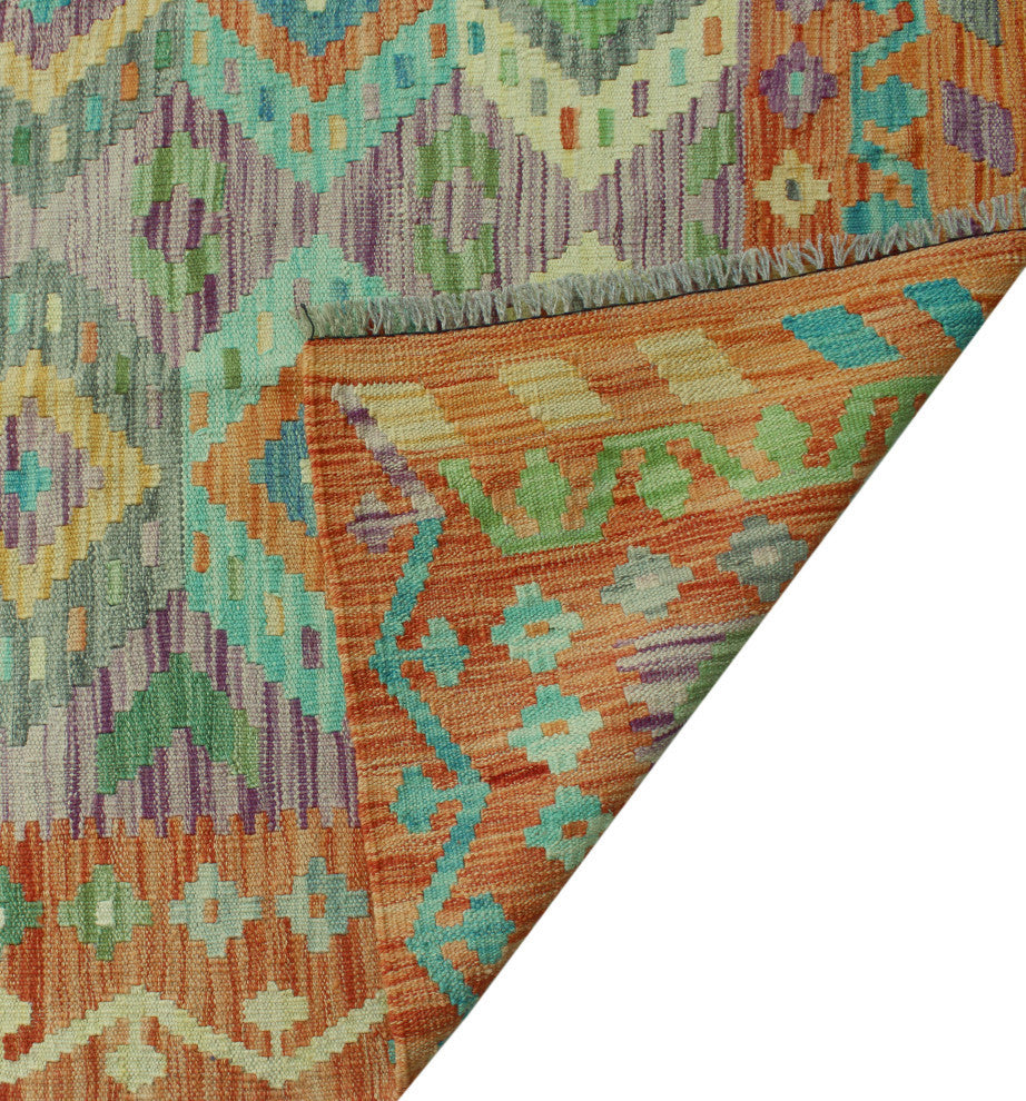 Sun Faded Kilim Cemile Rust/Purple Rug, 6'8x10'0