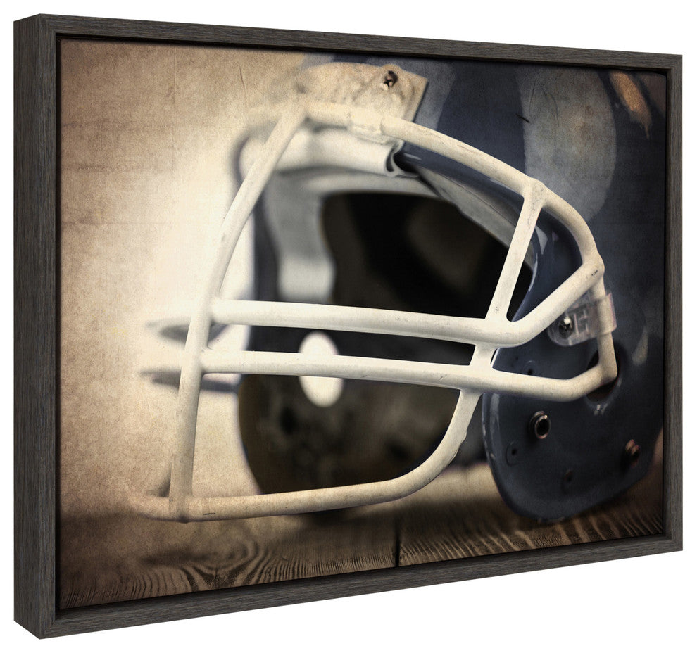 Sylvie Football Helmet Framed Canvas by Shawn St. Peter, Gray 18x24