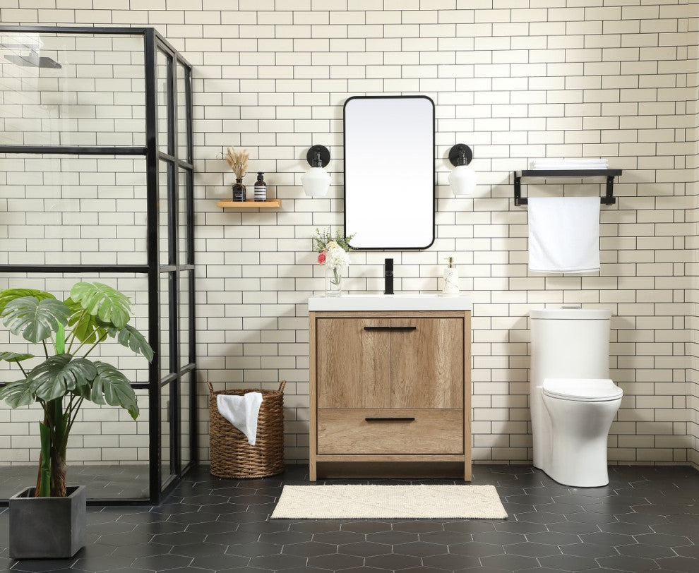 Walker Natural Oak-Light Bathroom Vanity, Natural Oak, 30"