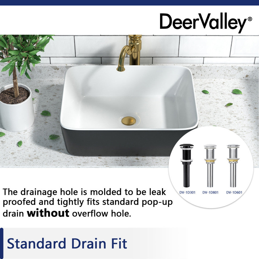 19"X15" Ceramic Rectangular Vessel Bathroom Above Counter Sink