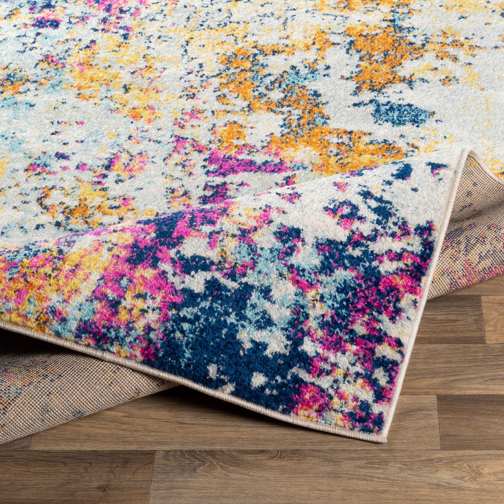 Surya Sunderland SUN-2320 7'10"x10'3" Rug, Yellow/Blue/Aqua/Burnt Orange/Pink
