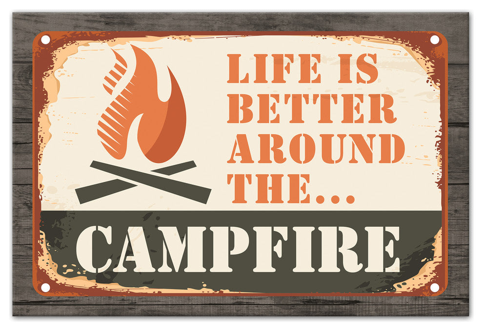 Life is Better Around the Campfire 12"x18" Print on Canvas