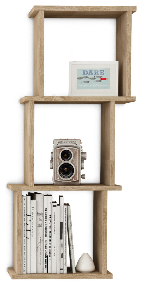Danya B. 3-Cube Floating Wall Shelf With Ledges, Weathered Oak