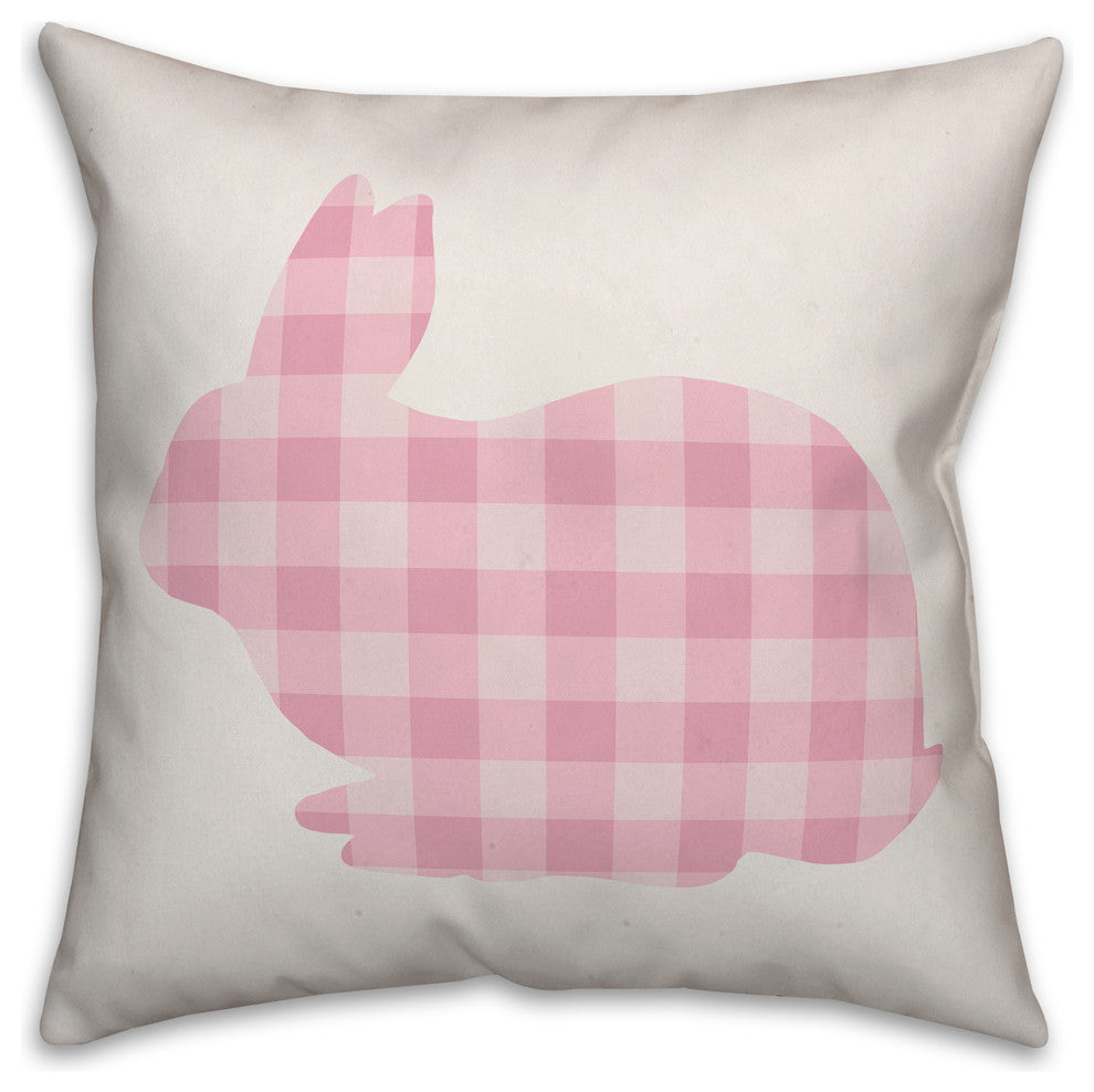 Pink Buffalo Check Bunny Silhouette 20x20 Throw Pillow