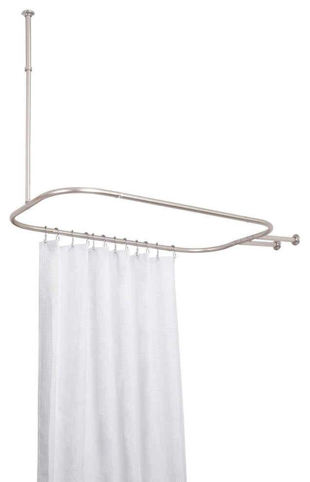 Utopia Alley Rustproof Aluminum Hoop Shower Rod With Ceiling Support for Clawfoo