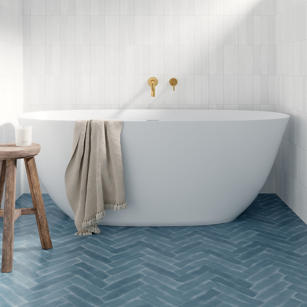 Perlato Treviso Eco-Lapistone Freestanding Soaking Tub, 63"