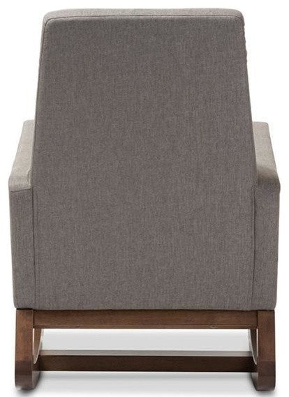 Yashiya Mid-Century Gray Fabric Upholstered Rocking Chair