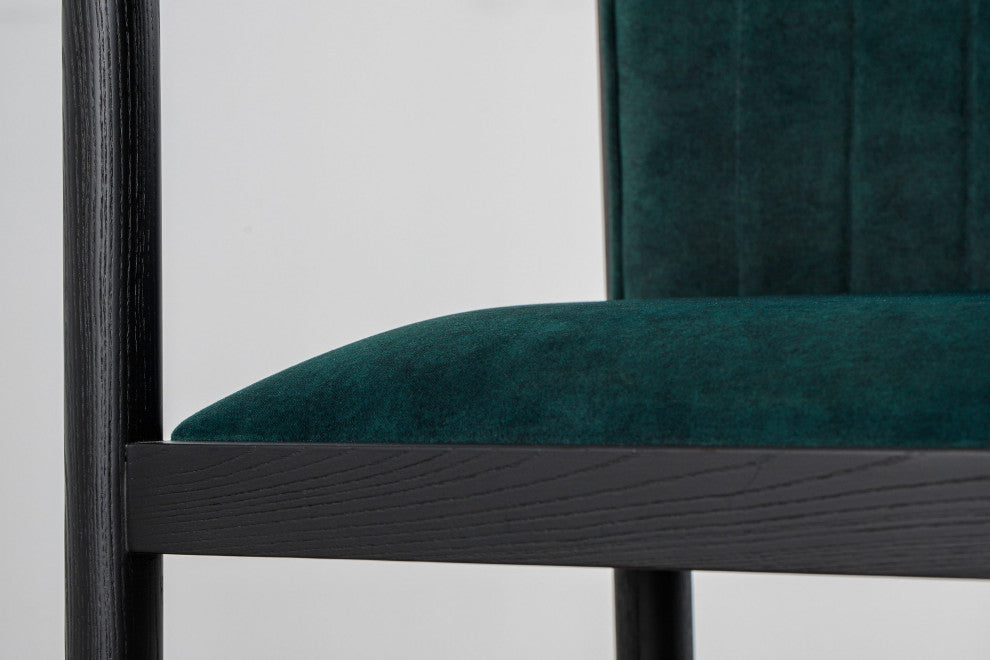 Alton Dining Chair, Black Wood, Emerald Material