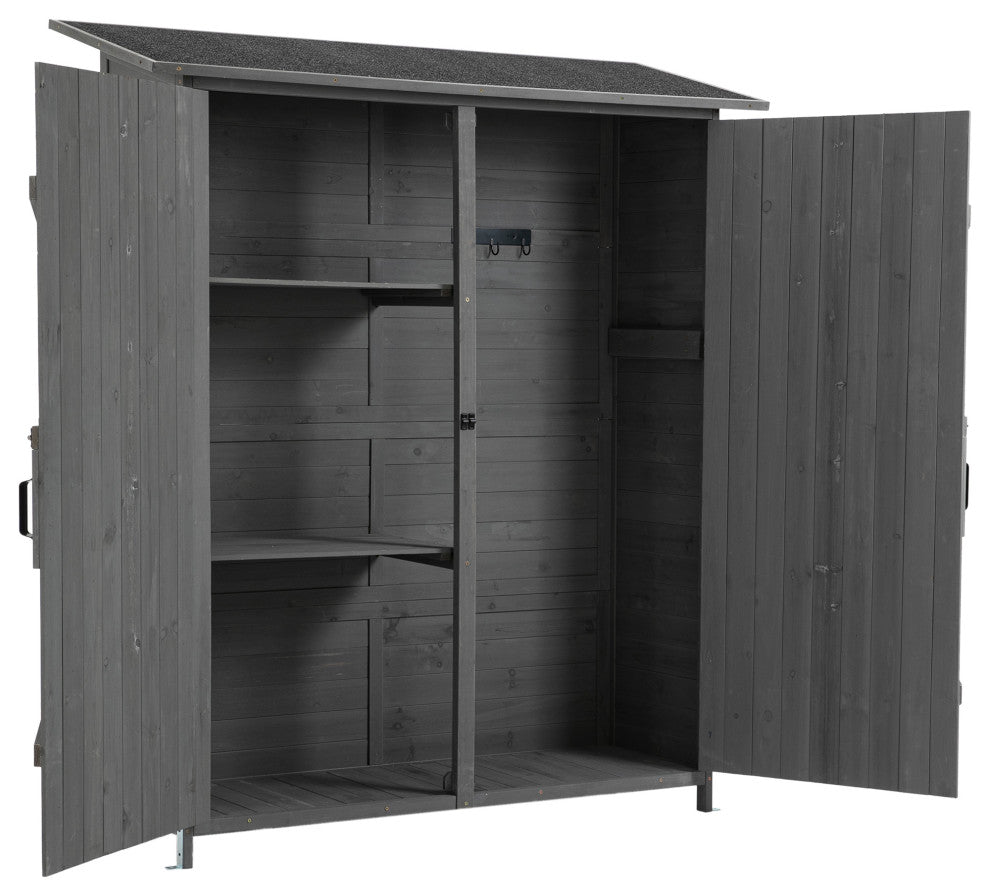 Outdoor Storage Shed With Lockable Door, Gray