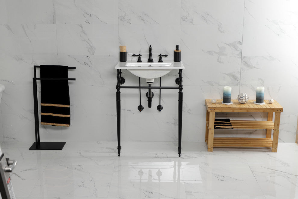 Fauceture KVPB24187W8MB 24" Console Sink, Legs, 8", 3 Hole