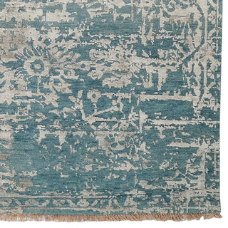 Jain Hand Knotted Area Rug, Medium Blue, 10'x14'