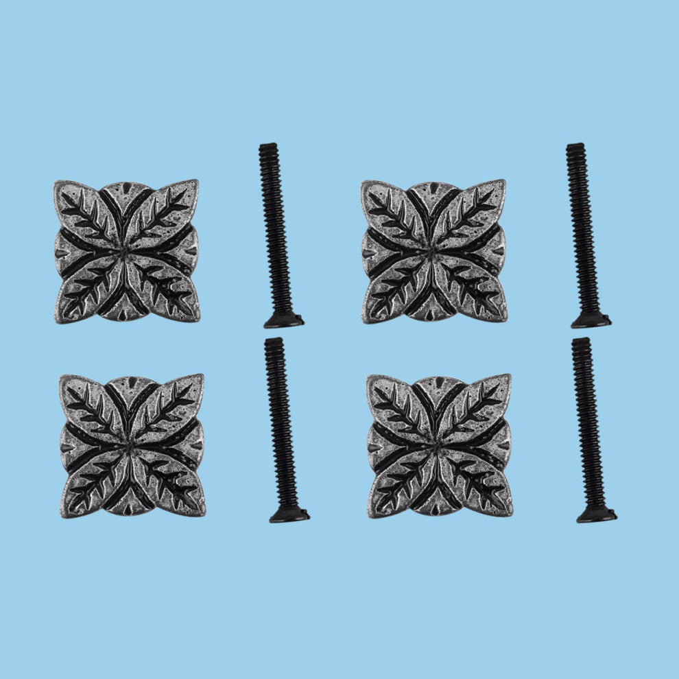 Flower Iron Cabinet Knob Pewter Finish Cabinet Hardware Pack of 4