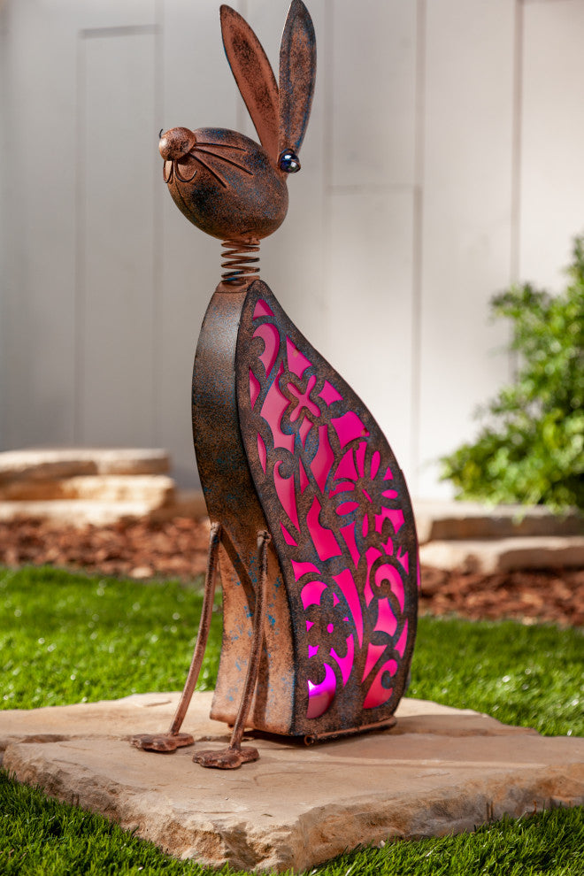 23.03" Solar Lighted Garden Meadow Rabbit