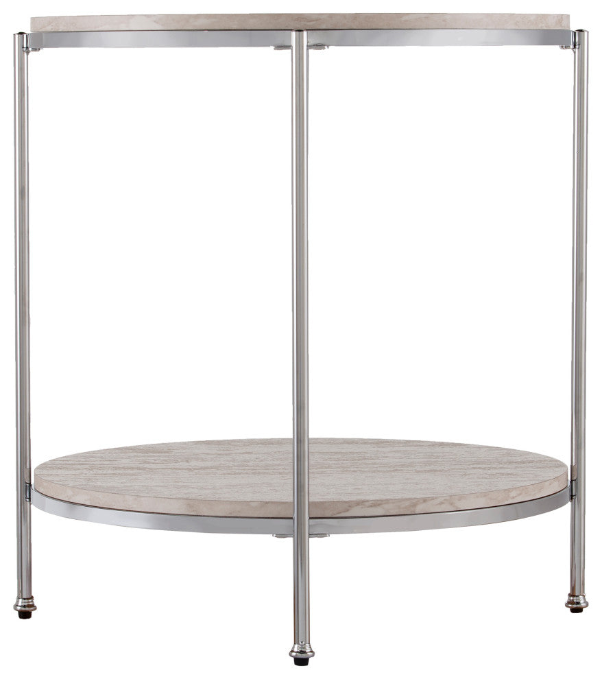 Ackers Round Faux Stone End Table