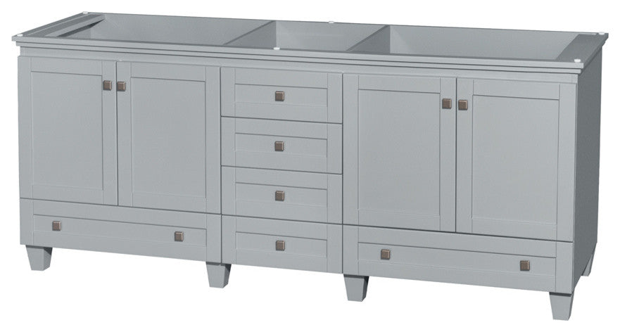Acclaim Oyster Gray Double Vanity, 80", No Countertop, No Sink