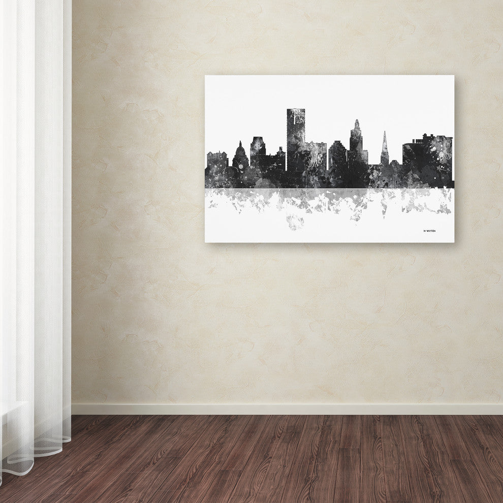 Marlene Watson 'Providence Rhode Island Skyline BG-1' Canvas Art, 30"x47"