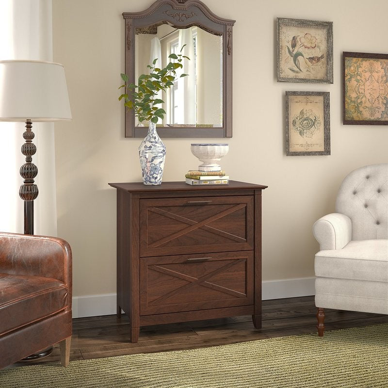 Wooden Filing Cabinet With 2 Drawer, Bing Cherry