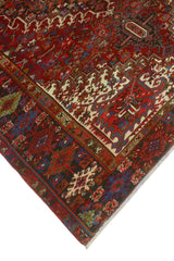 Fine Vintage Heriz Leia Red/Charcoal Runner, 7'7 x 10'0