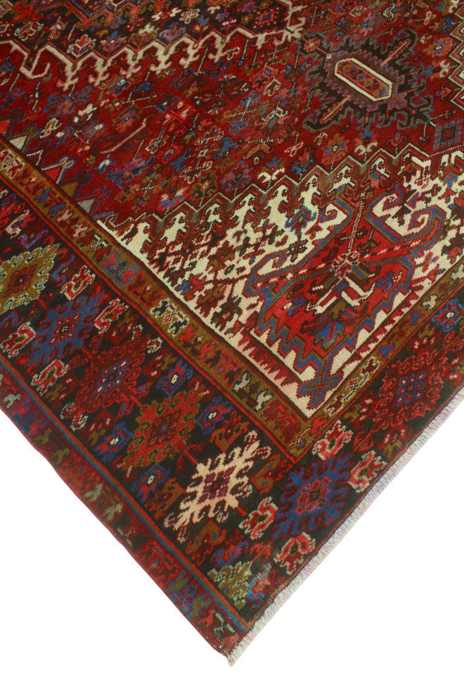 Fine Vintage Heriz Leia Red/Charcoal Runner, 7'7 x 10'0
