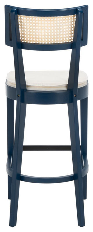 Safavieh Galway Cane Bar Stool, Navy/Natural