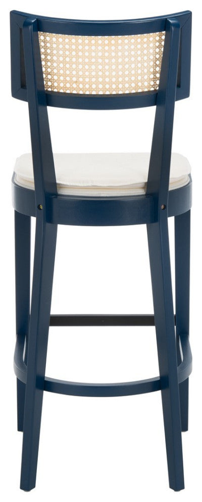 Safavieh Galway Cane Bar Stool, Navy/Natural