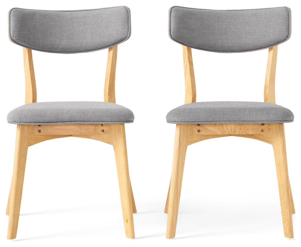 Crystal Mid-Century Modern Fabric Upholstered Dining Chairs, Set of 2, Dark Gray