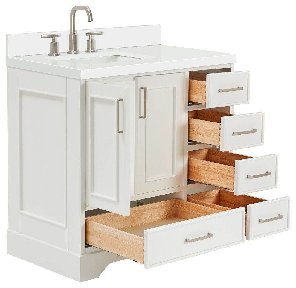 Ariel Stafford 37" Single Left Offset Rectangle Sink Bathroom Vanity