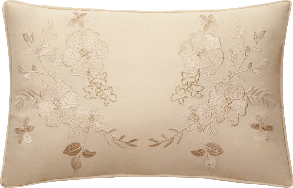 Feruza 13 Piece Floral Bed, a Bag, Gold, King