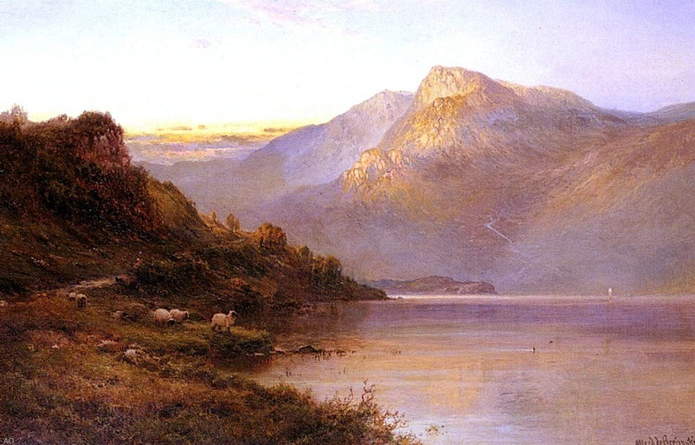 Senior Alfred De Breanski Sunset on the Loch, 18"x27" Wall Decal