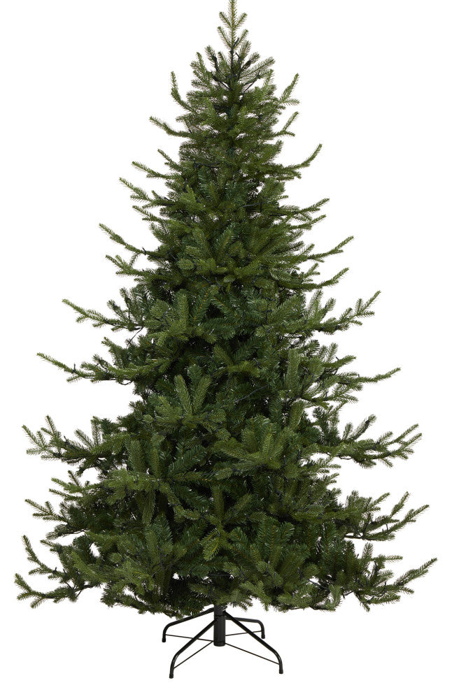 7' Swedish Fir Faux Xmas Tree With 500 White Lights & 1291 Bendable Branches