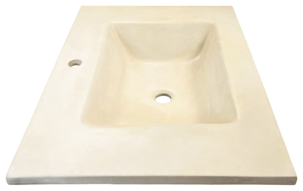 31" Single Concrete Rectangular Sink Top with Rectangle Sink, Cream