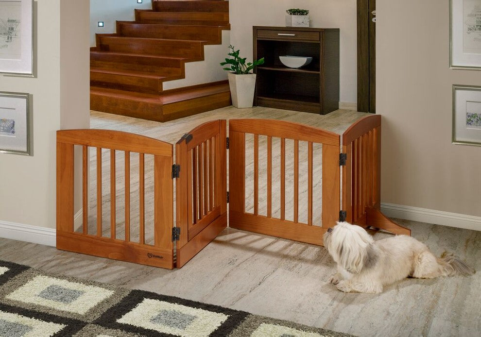Ruffluv Single Panel Pet Gate, Medium 24", Chestnut