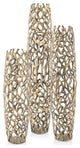 47" Aluminum Gold Twigs Cylinder Floor Vase