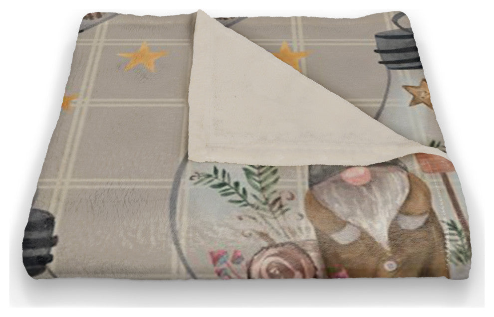 Gray and White Check Gnome Globe Pattern 50x60 Coral Fleece Blanket