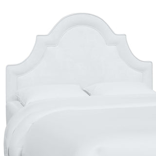 High Arched Headboard With Border, Velvet White, Queen