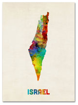 'Israel Watercolor Map' Canvas Art by Michael Tompsett