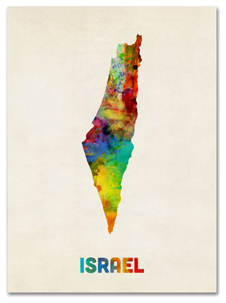 'Israel Watercolor Map' Canvas Art by Michael Tompsett