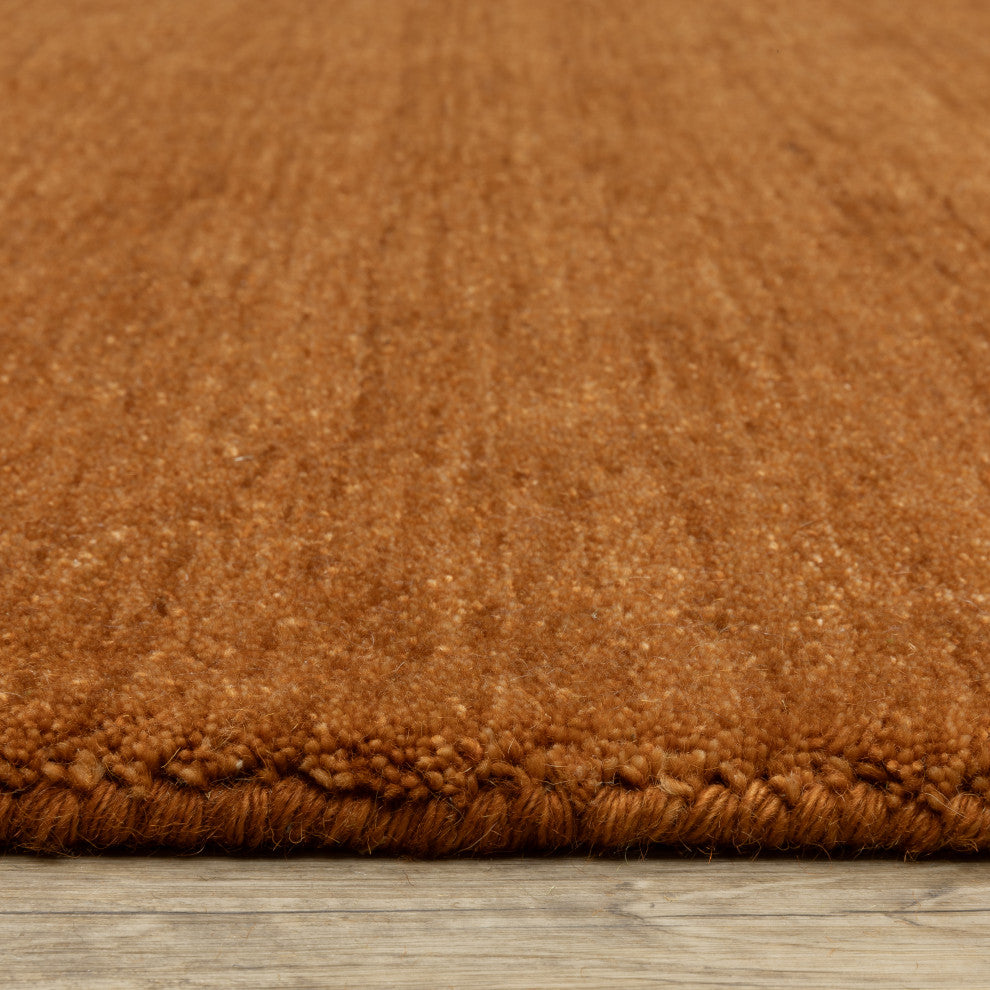 Apollo Heathered Solid Rust Hand-Made Wool Area Rug 6' x 9'