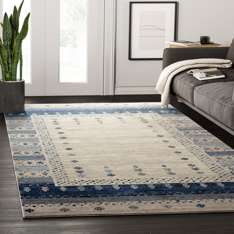 Abani Mesa MES190A Southwestern Blue Beige Tribal Area Rug