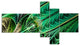 Green on Black Fractal Stained Glass, Abstract Wall Canvas, 60"x32", 5 panels