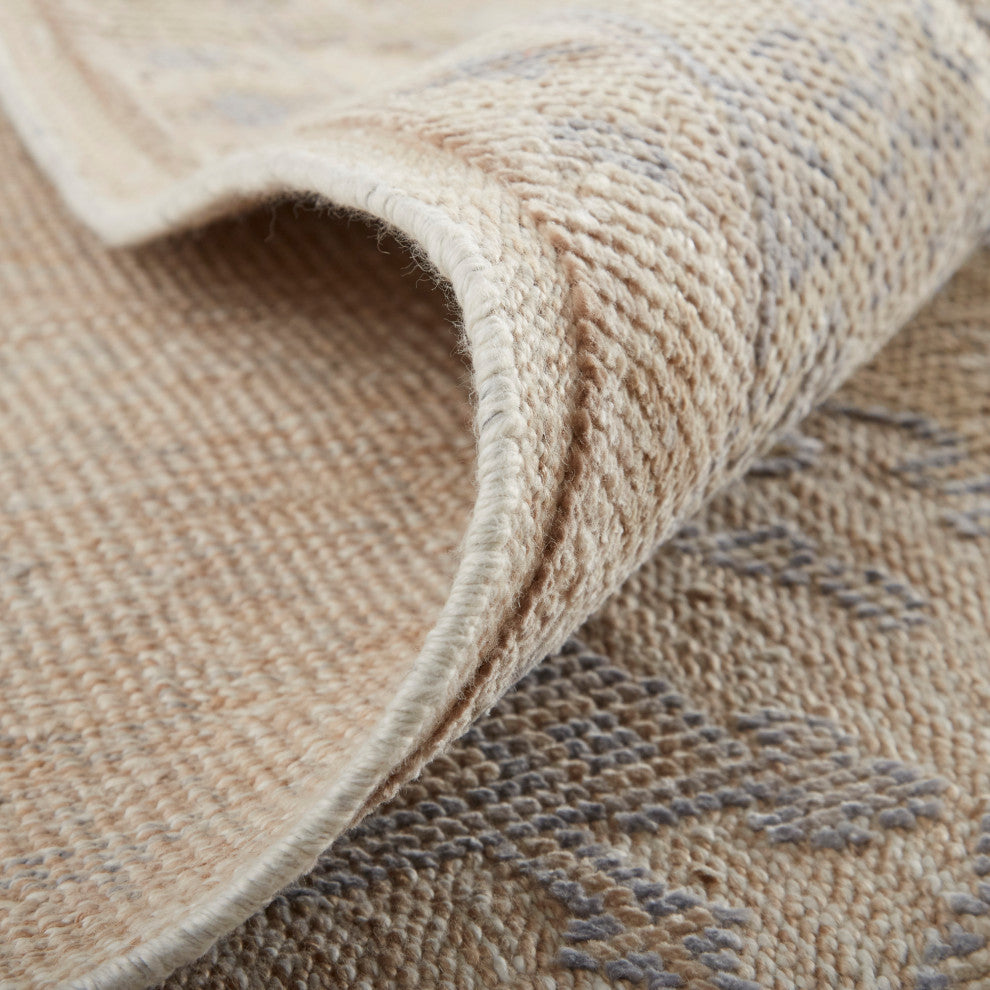 Weave & Wander Tierney Eco Friendly PET Oushak Rug, Ivory Tan/Stone Blue, 5' X 8
