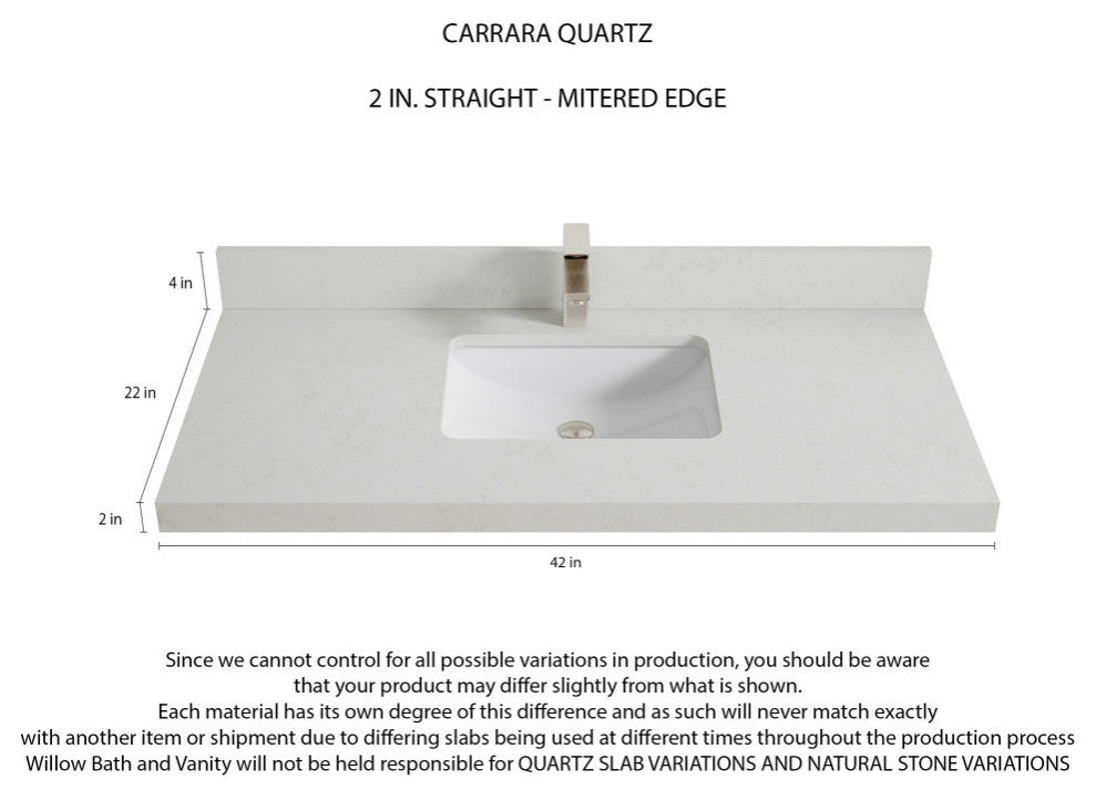 Aberdeen 42 Single Sink Bath Vanity in Coventry Gray 2" Carrara Quartz
