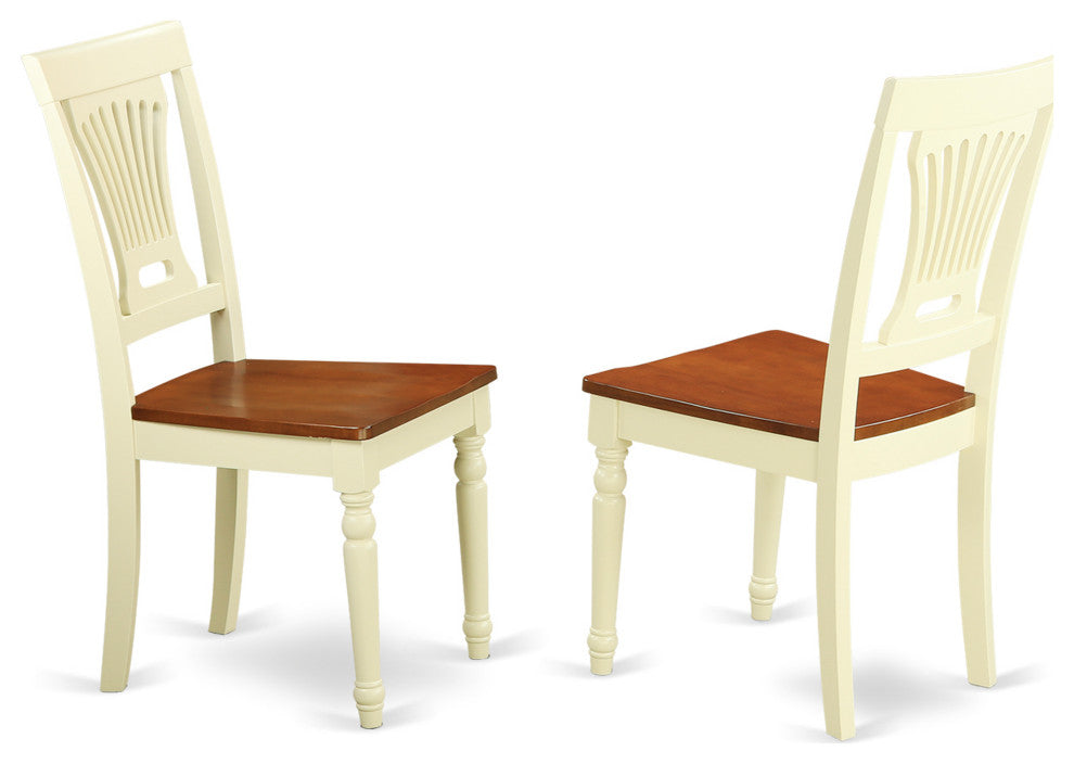 3 Pc Set, Round Dinette Table, 2 Wood Dinette Chairs In Buttermilk, Cherry .