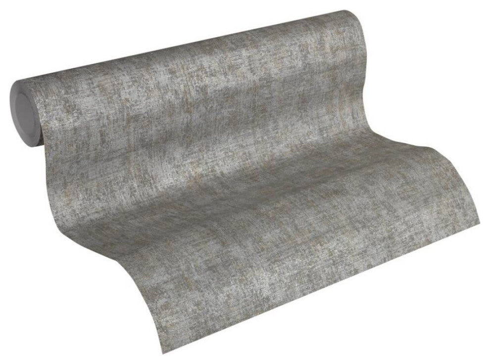 Plain Textured Wallpaper, Scattered Plaster Spots, Gray Silver, 1 Roll