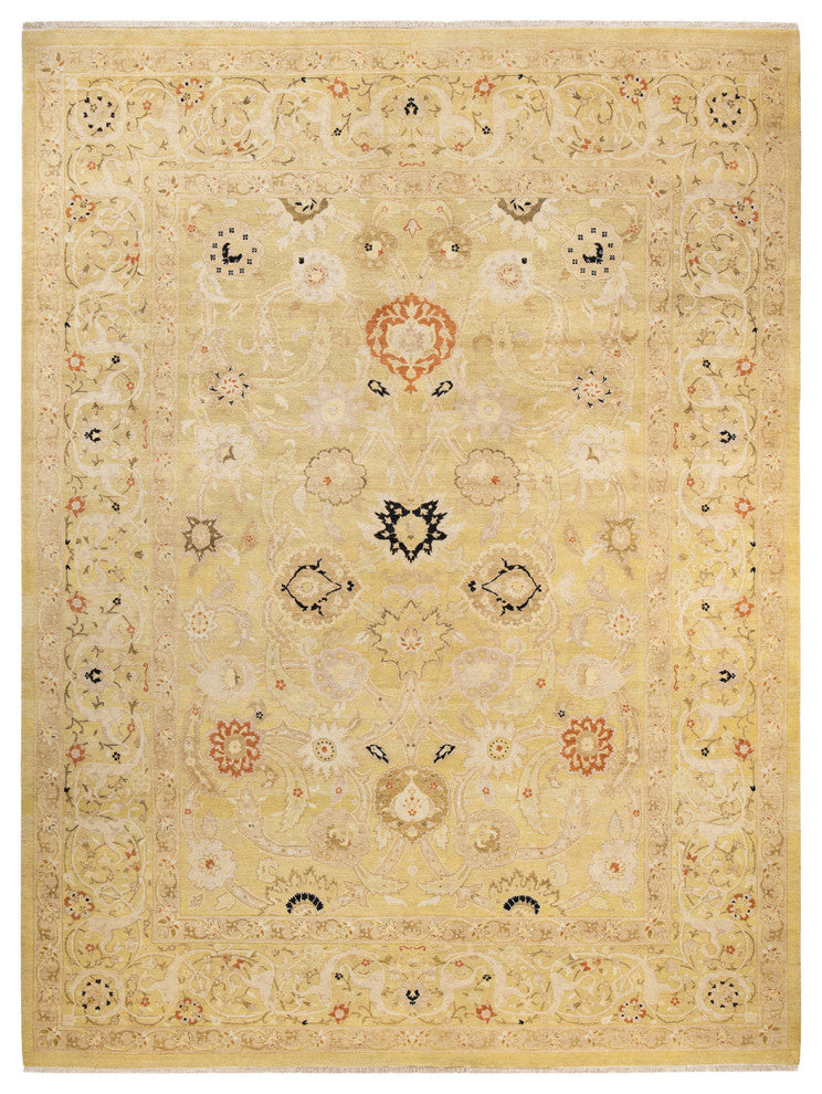 Eclectic, One-of-a-Kind Hand-Knotted Area Rug Green, 9' 3" x 12' 2"