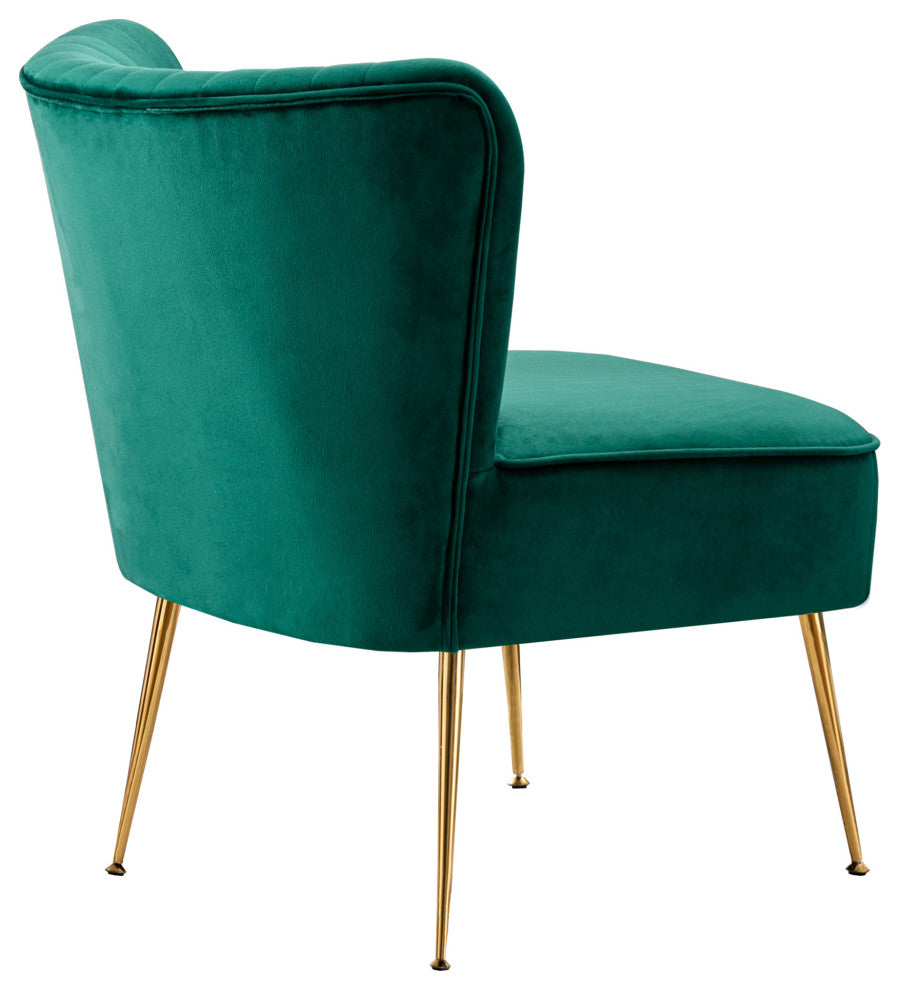 WestinTrends 25" Tufted Velvet Accent Chair for Living Dining Room, Bedroom, Den, Green
