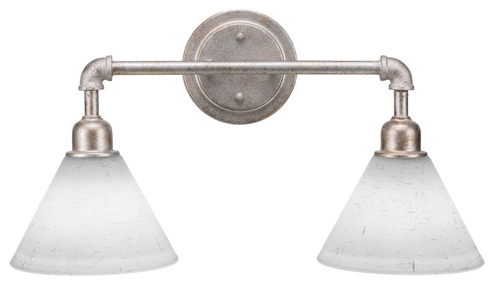 Vintage 2 Light Bath Bar, 7" White Muslin Glass